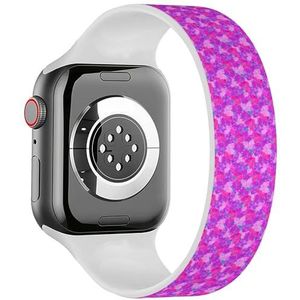 Solo Loop Band Compatibel met All Series Apple Watch 42/44/45/49mm (Hot Pink Heart) Elastische Siliconen Band Strap Accessoire, Siliconen, Geen edelsteen