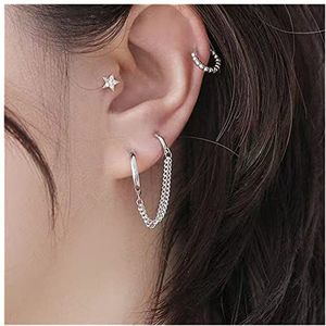 Oorbellen 1pc Mode Goud Kleur Maan Ster Clip Oorbellen for Vrouwen Eenvoudig Nep Cartilage Lange Kwastje Oor Manchet Sieraden Gift Oorbellen voor dames (Size : Ae143jin)