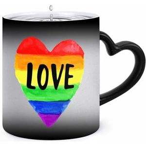 Liefde Hart LGBT Pride Koffie Mok 11oz Kleur Veranderende Mokken Hartvormig Handvat Warmtegevoelige Verkleuring Cups