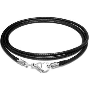 Zwart Leer Ketting Koord Met Rvs Sluitingen Voor Kettingen Hanger Armband String Touw DIY Sieraden Maken String Cord