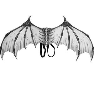 Vouwbare Halloween-vleermuisvleugels, wit / zwart met elastische riem, Halloween-duivelsvleugels, lichtgewicht podiumshows(White black bone wings HGDS19001A)
