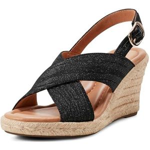 Easy Spirit Ariane Damessandalen, Zwart Zilver, 42 EU