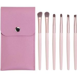 Make-upborstels, Blush-borstel, Make-upborstelset, Make-upborstels, 6 x cosmetische borstelset, draagbaar, met oogschaduw, wenkbrauwborstel, oogmake-uptool(Purple)
