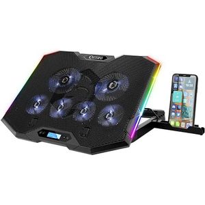 EMPIRE GAMING - Guardian S-C100 Koeling laptop RGB Gamer – 6 ventilatoren - LCD-controller - Verstelbaar op 5 hoogtes – Compatibel 12’’ tot 17’’ – Stil Ergonomisch - Verwijderbare smartphonehouder