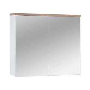 Muebles Slavic Badkamerkast met spiegelophanging, 3 planken, 70 x 80 x 20 cm, alpine-wit, badkamermeubel