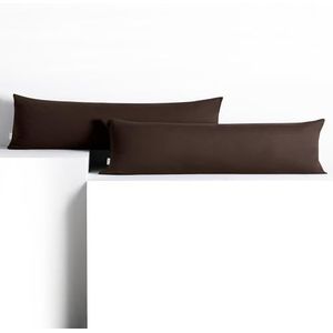 DecoKing Amber-kussenslopen 40 x 200 cm, jersey, 100% gekamd katoen, rits, bruin, 2 stuks