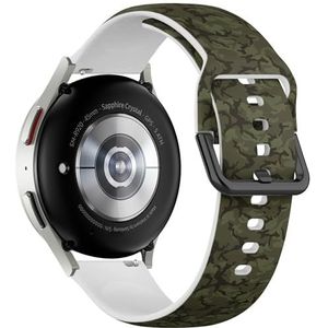 Sportieve zachte band compatibel met Samsung Galaxy Watch 6 / Classic, Galaxy Watch 5 / PRO, Galaxy Watch 4 Classic (legergroene camouflage) siliconen armband accessoire