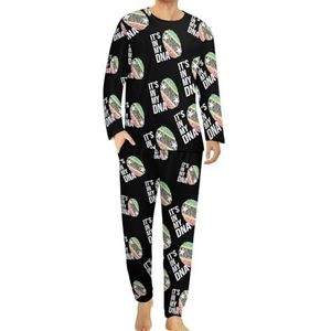 It's In My DNA Saint Kitts en Nevis vlag comfortabele heren pyjama set ronde hals lange mouwen loungewear met zakken XL