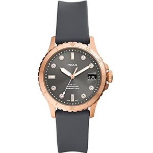 Fossil FB-01 Horloge voor dames, kwarts uurwerk met roestvrij staal of leren band, Grijs en roségoudkleur