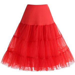 Bbonlindress Petticoat Rok Zomerjurk Vrouwen Ruffle Rok petticoat Onderrok Crinoline voor Rockabilly Jurk Red S/M