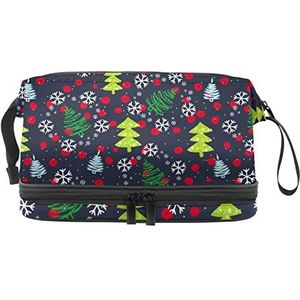 Dubbele Laag Cosmetische Tas Kerstboom Draagbare Make-up Tas Reizen Organizer Pouch Voor Vrouwen Meisjes Toiletries Tassen, Meerkleurig, 27x15x14 cm/10.6x5.9x5.5 in, Make-up zakje