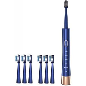 MUARRON Elektrische ultrasone tandenborstel met 6 borstelkoppen, 5 modi, oplaadbare accu, 60 dagen batterijduur, 31.000 trillingen per minuut, IPX7 waterdicht, blauw1, voor volwassenen
