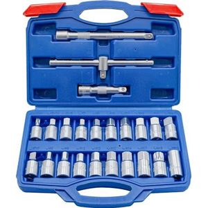 DAKCOS 23-delige 3/8"" Olie plug sleutel, vierkante moersleutel voor olieaftapplug met dopverlenging en schuifgreep, CR-V