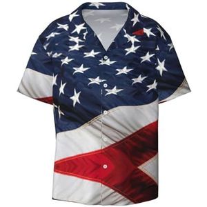 ZEEHXQ Amerikaanse Vlag Print Mens Casual Button Down Shirts Korte Mouw Rimpel Gratis Zomer Jurk Shirt met Zak, Amerikaanse vlag, S
