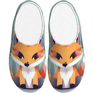 EdWal Leuke Dier Vos Bloemen Print Winter Warme Slippers Indoor Anti-slip Pluche Slippers Ontspannen Thuis Voor Vrouwen Mannen, Zwart, 37.5 EU