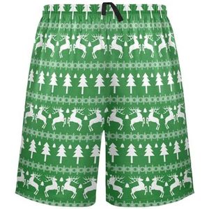 LI ZHI XIN Herenpyjamabroek, korte pyjamabroek, zomer casual shorts, elastische tailleband met trekkoord, rechte losse pasvorm met 2 zakken, S-XXL kerstboom eland, Meerkleurig, S