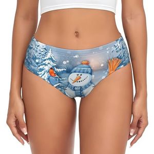 yagDAA Hardwerkende Sneeuwman Print Womens Ondergoed Zachte Elastische Bikini Slips Knickers Dames Hipster Slipje Onderbroek, Zwart, M