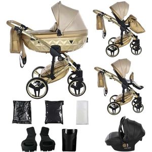 Junama Kinderwagen Diamond Dolce 2in1 3in1 4in1 (05 - goud, 3in1 met autostoel)