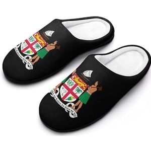 Wapen van Fiji Katoenen Slippers Voor Vrouwen Warme Anti-Slip Rubberen Zool Huisschoenen Voor Indoor Hotel 11-12 (42-43)