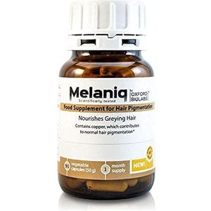 Melaniq Haarpigmentatie Supplement - Tegen Grijs Haar – Vitaminen voor Behandeling van Voortijdig Grijs Haar - Melanine-ondersteunde Vegetarische Antiverouderingscapsules op natuurlijke basis