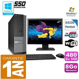 Dell PC 3020 SFF Intel G3220 RAM 8 GB schijf 480 GB SSD Wifi W7 scherm 27 inch (gecertificeerd en gereviseerd)
