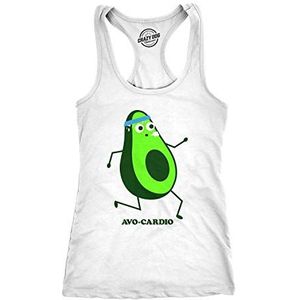 Womens Avocardio Tank Top Funny Running Workout T Shirt Sarcastic Hilarious (White) - XXL