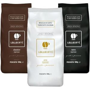 Lollo Coffee Beans proefpakket: Zwart, Klassiek en Goud 1 kg x 3