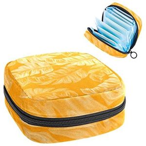 Maandverband Opbergtas, Periode Kit Bag voor School, Menstruatiekopzakje, Maandverband Pads Organizer Bag, Palmbladeren in Geel