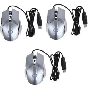 Mechanische muis plating verjaardagscadeau LED (kleur: grijs x 3 stuks, maat: 13 x 8 cm x 3 stuks)