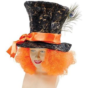 Stijlvolle Black Mad Hatter Hoed met haar (1 stuk) - Perfect voor Halloween-evenementen, Wereldboekendag, Halloween en kostuumfeesten