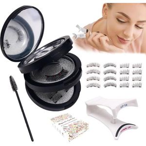 TOEECY Magnetische wimpers, natuurlijke look, magnetische wimpers met tang en borstel, herbruikbaar, geen lijm voor make-up (zwart)