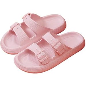 UBOHUZ Gesp Slippers Vrouwen Thuis Zachte Zool Slides Sandalen Vrouw Zomer Antislip Strand Slippers Voor Badkamer, Zwembad, roze, 38/39 EU