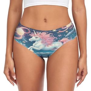 sawoinoa Droom van een schattige eenhoorn-onderbroek voor dames, middelhoge taille, comfortabel elastisch sexy ondergoed, bikinibroekje, Mode Pop, S