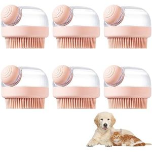 Hoofdhuidmassageborstel met shampoo gevuld douchegel, lichaamsborstel scrubborstel massage badborstel douche doucheborstel voor vrouwen mannen, huisdierbad massageborstel - 6 roze