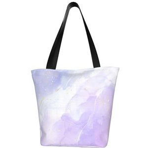 BeNtli Schoudertas, canvas draagtas grote tas vrouwen casual handtas herbruikbare boodschappentassen, vloeibaar pastel paars marmer, zoals afgebeeld, Eén maat
