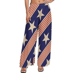 Patriotic Usa Stars Casual Wide Leg Lounge Broek Comfortabele Losse Joggingbroek Joggers Broek