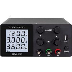 Tafelvoeding van laboratoriumkwaliteit, Instelbare DC-voeding 30V 10A LCD-scherm Bescherm ogen USB Digital Lab Bench Voltage Regulator Switch Eenvoudig in te stellen en te gebruiken(SPS-W1203D Black)