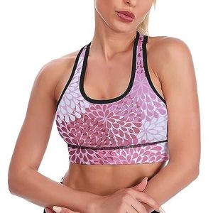 Dahlia Bloemen Achtergrond Ademend Sport BH's voor Vrouwen Draadloze Workout Yoga Vest Ondergoed Racerback Crop Tank Top M