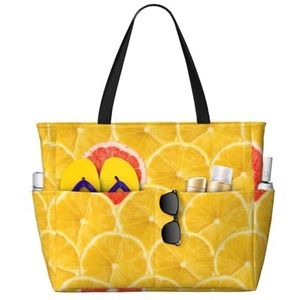 YQxwJL Zomer Citroen Print Tote Bag Vrouwen Grote Schoudertas Hobo Tassen Werk Reizen College Casual Tote Handtas, Zwart, Eén maat