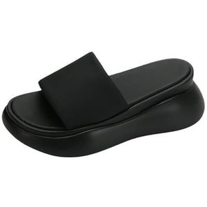 kumosaga Dempende zool-upgradatie Stretch lichtgewicht sandalen, orthopedische steunzolen met wiggen, platformmode-sandalen for dames (Color : Noir, Size : EU37)