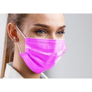 Type IIR wegwerp medische mondkapjes | EN14683:2019 | 98% filtratie, vloeistofbestendig chirurgisch mondmaskers 2R - 3 laags masker - 50 stuks (Fuchsia)