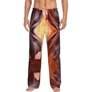Dexnel Antelope Canyon zachte pyjamabroek voor heren, klassieke slaapbroek, comfortabel, polyester pyjamabroek met zakken, Wit, S