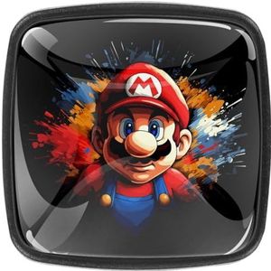 Voor Mario decoratieve vierkante ladetrekkers met schroeven (4 stuks) - ABS en glazen kastknoppen 3 x 2,1 x 2 cm - stijlvolle handgrepen voor kasten, dressoirs en meubels - eenvoudige installatie.