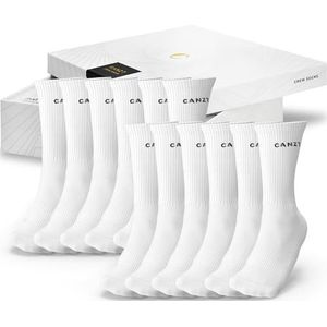 Canzt White Crew Socks Witte Tennissokken Heren & Dames Set van 6 43-46 Katoen
