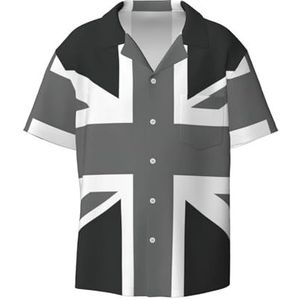 YJxoZH Nationale Vlag van het Verenigd Koninkrijk Print Heren Jurk Shirts Casual Button Down Korte Mouw Zomer Strand Shirt Vakantie Shirts, Zwart, XXL