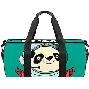 Reizen Strandtassen Sport Gym Duffle Overnachting Schouder Cartoon Panda Astronaut Groene Grote Tas met Droge Natte Pocket