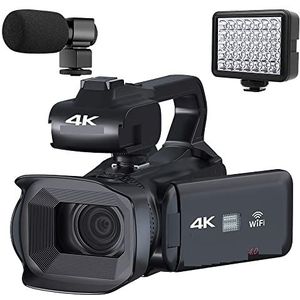 Videocamera, Draaien Touch Screen Vlog Camcorder 4K UHD Video Camera for Livestreaming Webcam 64MP Autofocus Digitale camera's(NO SD Card,MIC And Fill Light)