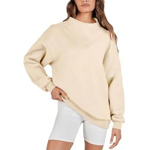 Women's Oversized Mock Neck Sweatshirt, Turtleneck Pullover Long Sleeve Women Neck Sweatshirt, 2024 New Trendy Queen Womens Oversized Sweatshirts (M,Apricot)