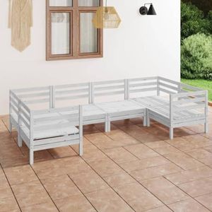 DIGBYS Meubels-sets-6-delige tuinloungeset, wit, massief hout, grenen