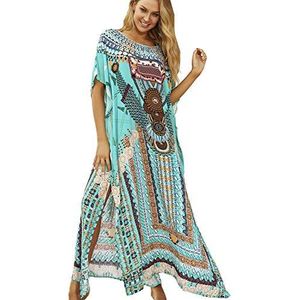 AiJump Dames Boho Kaftan Beach Cover Up Badmode Kimono Maxi Jurk Plus Size